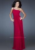 Picture of: One Shoulder Net Gown with Beaded Straps and Cut Outs in Pink, Style: 18288, Main Picture