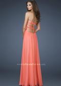 Picture of: Strapless Chiffon Gown with Fitted Empire Waist in Orange, Style: 18304, Back Picture