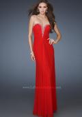 Picture of: Pleated Net Prom Gown with Rhinestone Bodice in Red, Style: 18331, Main Picture