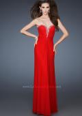 Picture of: Pleated Net Prom Gown with Rhinestone Bodice in Red, Style: 18331, Detail Picture 1