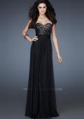 Picture of: Elegant Chiffon Prom Dress with Sequined Bodice and Belt in Black, Style: 18354, Main Picture