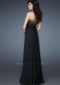 Picture of: Elegant Chiffon Prom Dress with Sequined Bodice and Belt in Black, Style: 18354, Back Picture