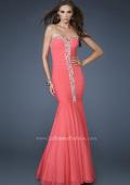 Picture of: Strapless Mermaid Gown with Rhinestone Neckline in Orange, Style: 18366, Detail Picture 1