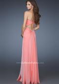 Picture of: Empire Waist Prom Dress with Sequin Design and Cut Outs in Orange, Style: 18390, Back Picture