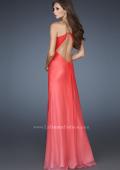 Picture of: One Shoulder Prom Dress with High Front Slit and Beads in Orange, Style: 18398, Back Picture