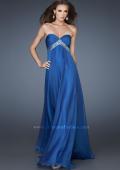 Picture of: A-line Chiffon Gown with Pleated Bodice and Empire Waist in Blue, Style: 18401, Detail Picture 1
