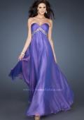 Picture of: A-line Chiffon Gown with Pleated Bodice and Empire Waist in Purple, Style: 18401, Detail Picture 2