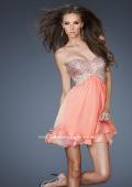Picture of: Flirty Cocktail Dress with Layered Chiffon Skirt in Orange, Style: 18418, Detail Picture 1