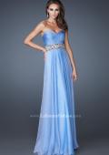 Picture of: Strapless Chiffon Gown with Beaded and Sequin Design in Blue, Style: 18420, Main Picture