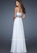 Picture of: Strapless Chiffon Gown with Beaded and Sequin Design in White, Style: 18420, Back Picture