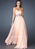 Picture of: Strapless Chiffon Gown with Beaded and Sequin Design in Orange, Style: 18420, Detail Picture 1