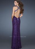 Picture of: Sequined Gown with Beaded Halter Neck and Diamond Back in Purple, Style: 18421, Main Picture