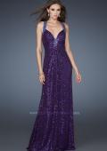 Picture of: Sequined Gown with Beaded Halter Neck and Diamond Back in Purple, Style: 18421, Back Picture
