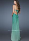 Picture of: Strapless Chiffon Dress with Beaded Bodice and Cut Outs in Green, Style: 18429, Back Picture