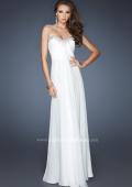 Picture of: Long A-line Prom Dress with Gathers and Stone Detail in White, Style: 18435, Main Picture