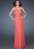 Picture of: A-line Beaded One Shoulder Dress with Ruching in Orange, Style: 18438, Back Picture