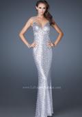 Picture of: V Neck Prom Dress with Open Back and Rhinestones in Silver, Style: 18441, Main Picture