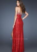 Picture of: Sexy Sequin Dress with Slit and Plunging Neckline in Red, Style: 18456, Back Picture