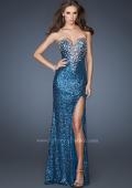 Picture of: Sexy Sequin Dress with Slit and Plunging Neckline in Blue, Style: 18456, Detail Picture 2