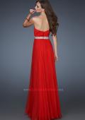 Picture of: Pleated Bodice Long A-line Prom Dress with Rhinestones in Red, Style: 18457, Back Picture