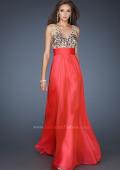 Picture of: Chiffon Prom Dress with Illusion Bodice and Flowy Skirt in Pink, Style: 18465, Main Picture