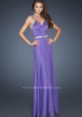 Picture of: Halter Top Prom Dress with Beaded Detail and Gathering in Purple, Style: 18476, Main Picture