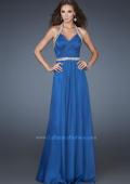Picture of: Halter Top Prom Dress with Beaded Detail and Gathering in Blue, Style: 18476, Detail Picture 1