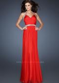 Picture of: Halter Top Prom Dress with Beaded Detail and Gathering in Red, Style: 18476, Detail Picture 2