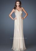 Picture of: Halter Top Prom Dress with Beaded Detail and Gathering in Nude, Style: 18476, Detail Picture 3