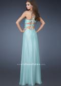 Picture of: Halter Top Long Prom Dress with Stone Embellishments in Blue, Style: 18499, Back Picture