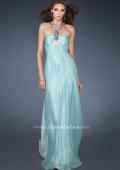 Picture of: Halter Top Long Prom Dress with Stone Embellishments in Blue, Style: 18499, Detail Picture 1