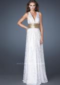 Picture of: Chiffon Prom Gown with Beaded Empire Waist in White, Style: 18504, Main Picture