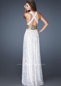 Picture of: Chiffon Prom Gown with Beaded Empire Waist in White, Style: 18504, Back Picture