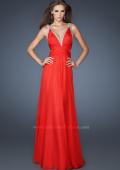 Picture of: Long Chiffon prom Dress with Rhinestone V Neck in Red, Style: 18510, Main Picture