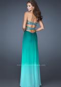 Picture of: Multi Tonal Ombre Dress with Criss Cross Beaded Back in Green, Style: 18525, Back Picture