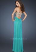 Picture of: Flowing Chiffon Prom Dress with Criss Cross Back in Green, Style: 18528, Back Picture