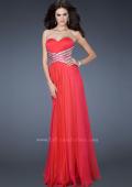 Picture of: Long Sweetheart Chiffon Gown with Sequin Detail in Pink, Style: 18530, Main Picture