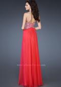 Picture of: Long Sweetheart Chiffon Gown with Sequin Detail in Pink, Style: 18530, Back Picture