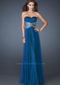 Picture of: Long Sweetheart Chiffon Gown with Sequin Detail in Blue, Style: 18530, Detail Picture 1