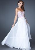 Picture of: A-line Chiffon Gown with Cascading Rhinestone Detail in White, Style: 18532, Main Picture