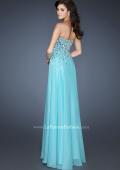 Picture of: A-line Chiffon Gown with Cascading Rhinestone Detail in Blue, Style: 18532, Back Picture