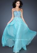 Picture of: A-line Chiffon Gown with Cascading Rhinestone Detail in Blue, Style: 18532, Detail Picture 1
