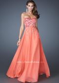 Picture of: A-line Chiffon Gown with Cascading Rhinestone Detail in Orange, Style: 18532, Detail Picture 2