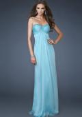 Picture of: Ruched A line Prom Dress with Beaded Shoulder Detail in Blue, Style: 18538, Main Picture
