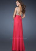 Picture of: Illusion Strap Prom Dress with V Back and Rhinestones in Pink, Style: 18541, Back Picture