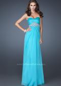 Picture of: Strapless Chiffon Long Gown with Beaded Waistline in Blue, Style: 18544, Detail Picture 1