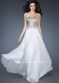 Picture of: Strapless Chiffon Gown Embellished with Sequins and Gems in White, Style: 18556, Main Picture