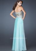 Picture of: Strapless Chiffon Gown Embellished with Sequins and Gems in Blue, Style: 18556, Back Picture