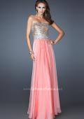Picture of: Strapless Chiffon Gown Embellished with Sequins and Gems in Orange, Style: 18556, Detail Picture 1