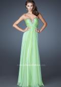 Picture of: Long Chiffon Prom Dress with Center Front Ruching in Green, Style: 18563, Detail Picture 2